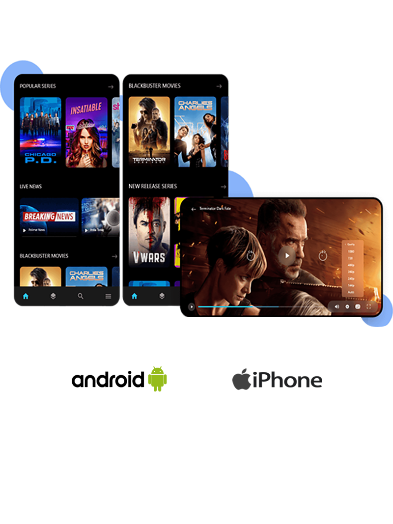 Mobile application displaying an illustrative content catalogue